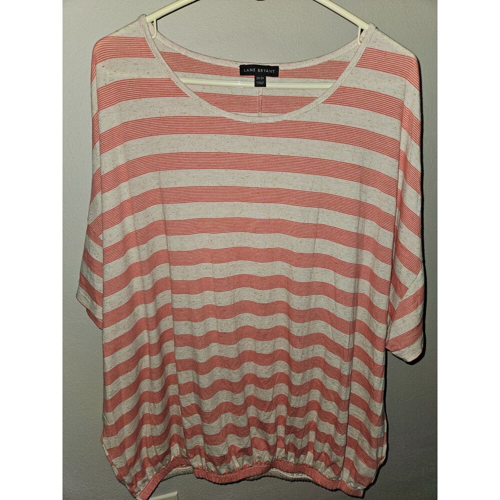 Lane Bryant 22/24 Pink & Cream Striped Dolman Sleeve Top